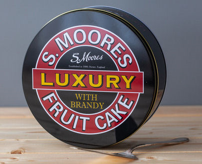 MOORES FRUIT CAKE WITH BRANDY TIN 1100G