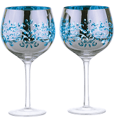ARTLAND FILIGREE GIN GLASSES BLUE SET OF 2