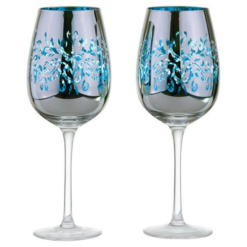 ARTLAND FILIGREE WINE GLASSES BLUE SET OF 2