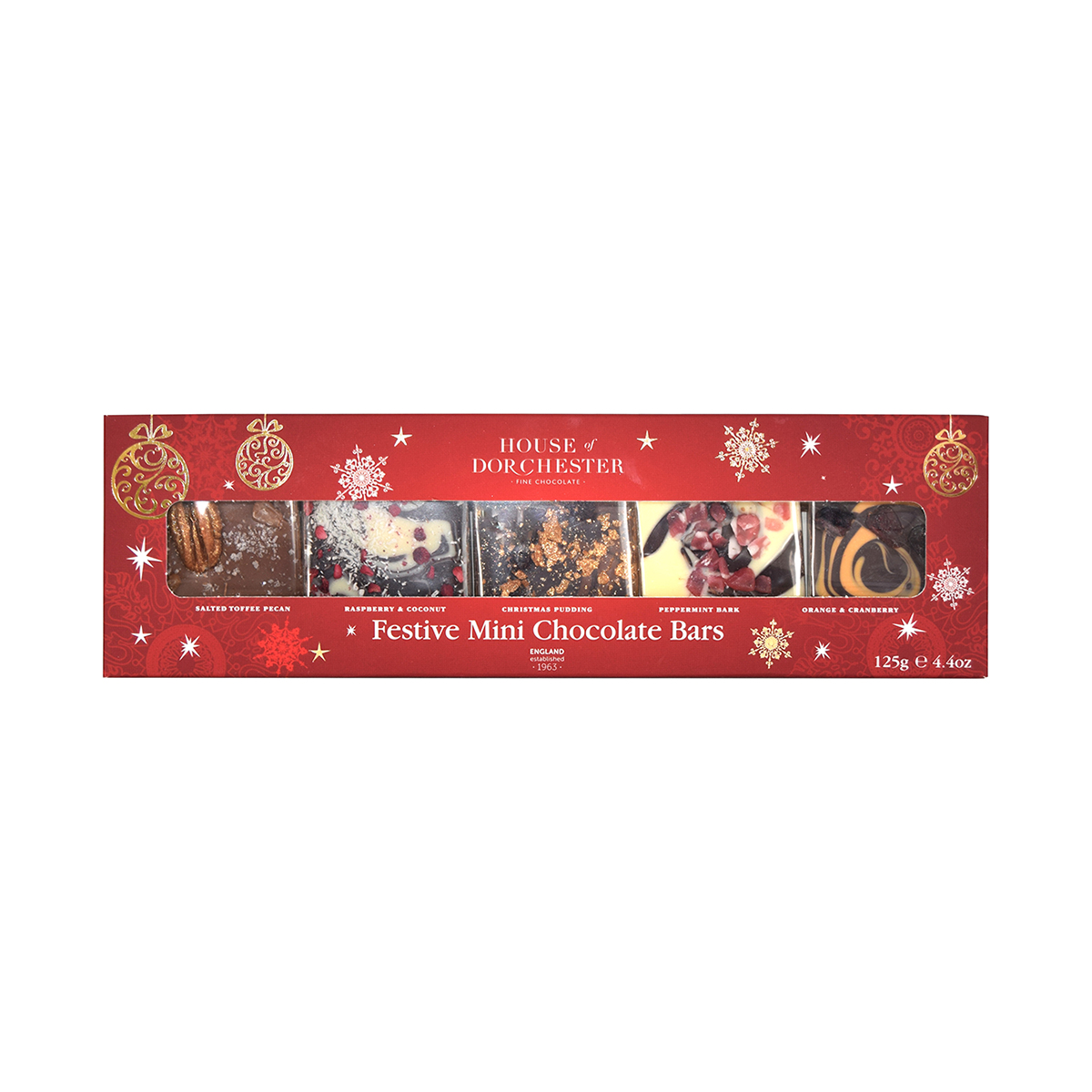 HOUSE OF DORCHESTER FESTIVE MINI CHOCOLATE BARS 125G