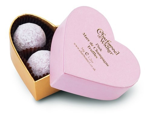 CHARBONNEL WALKER HEART PINK MARC DE CHAMPAGNE TRUFFLES 34G