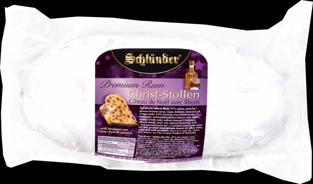 SCHLUNDER RUM STOLLEN 750G CELLO WRAP