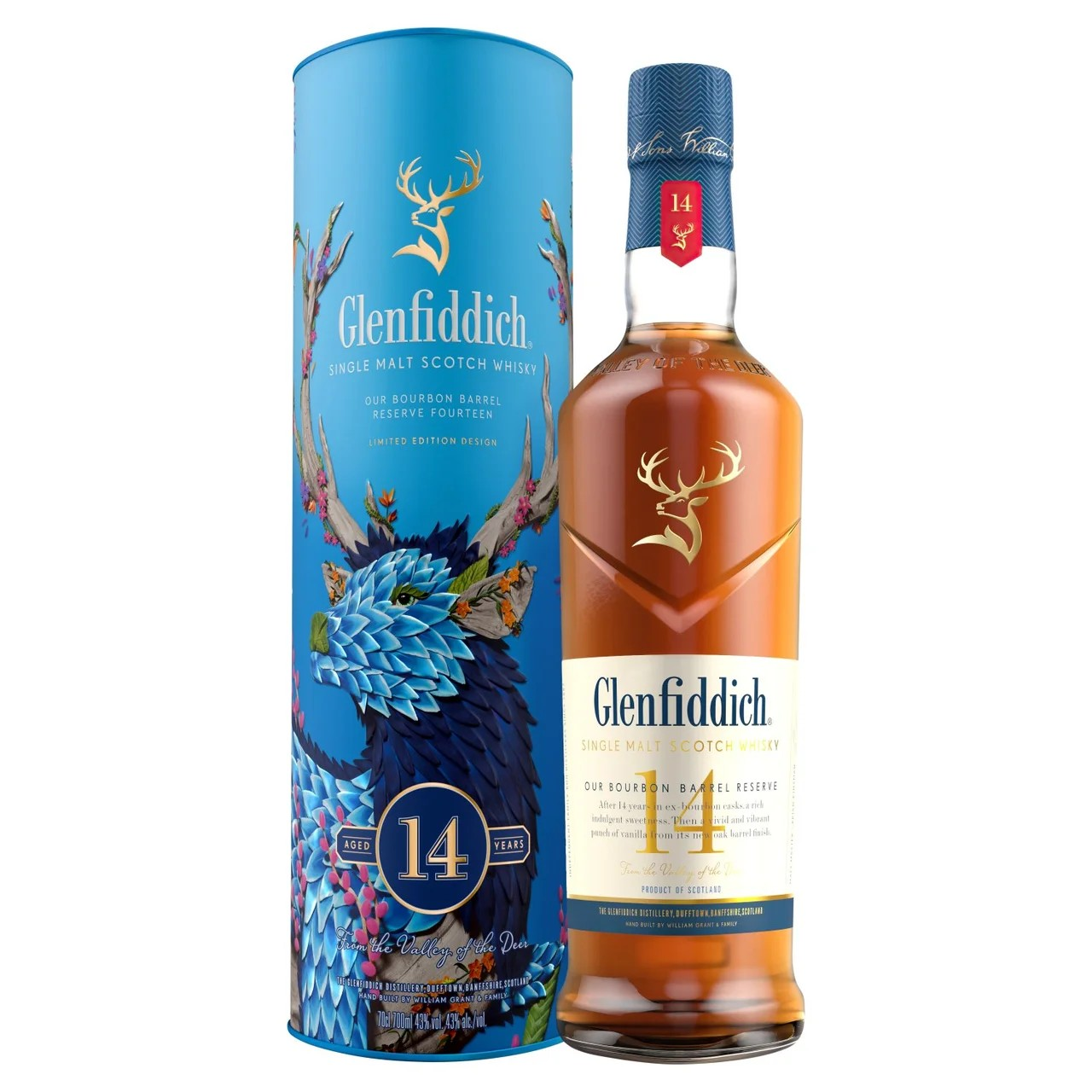 GLENFIDDICH 14 YEAR WHISKY BOURBON CASK 70CL 43%