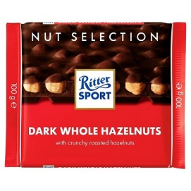 RITTERSPORT DARK WHOLE HAZELNUT 100G