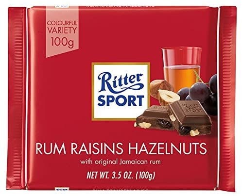 RITTERSPORT RUM RAISINS HAZELNUTS 100G