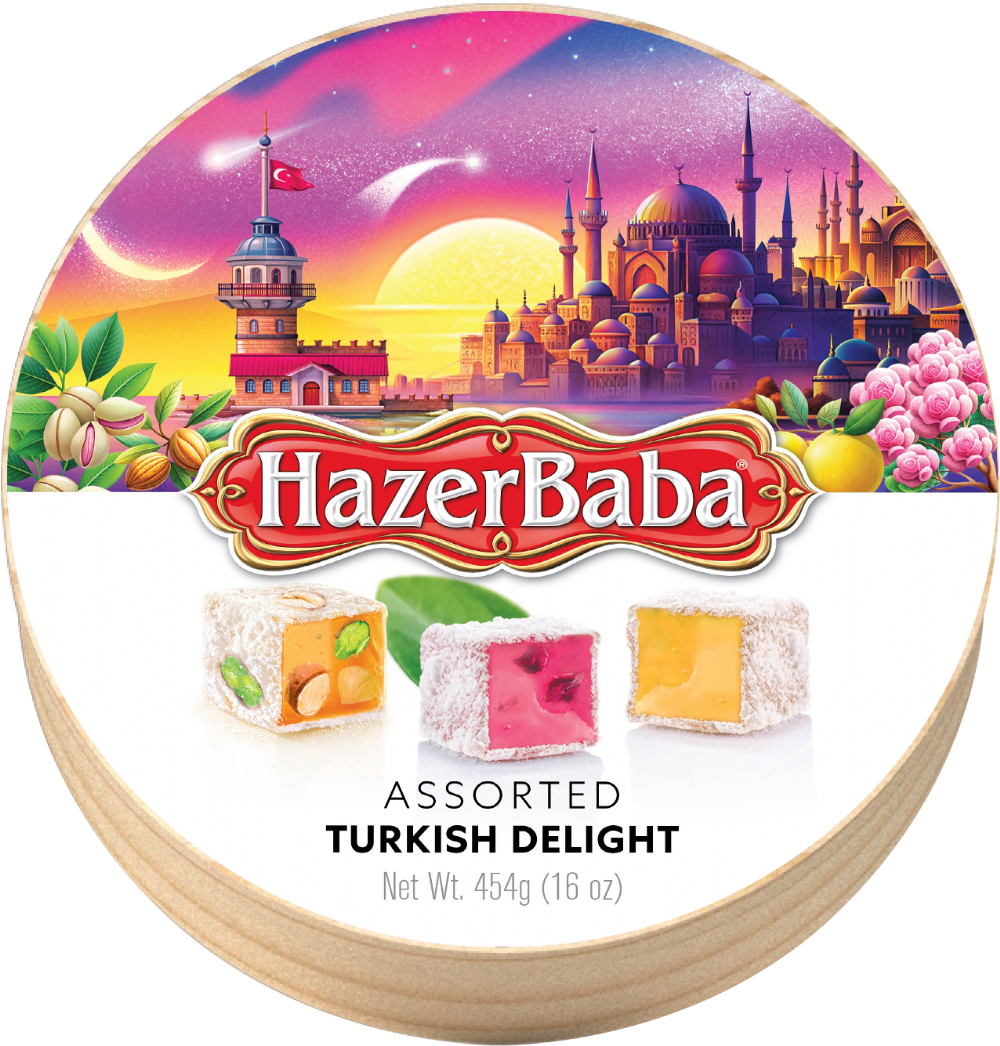 HAZER BABA TURKISH DELIGHT/ASSORTED WOODEN DRUM 454G