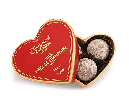 CHARBONNEL ET WALKER HEART MILK MARC DE CHAMPAGNE TRUFFLES 34G