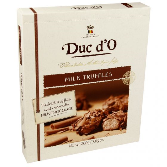 DUC D`O MILK CHOCOLATE TRUFFLES 200G FLAT BOX