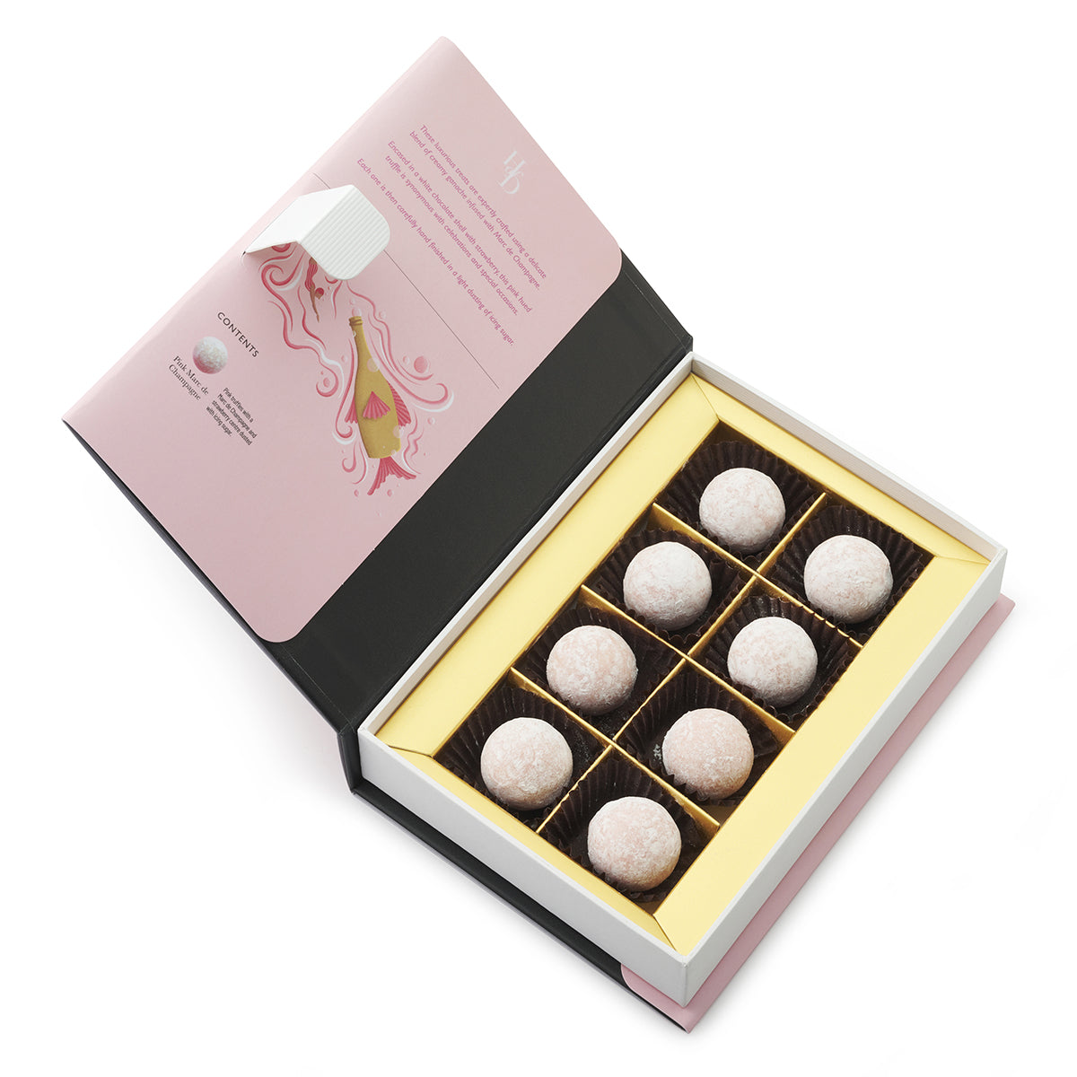 DORCHESTER CHOCOLATE STORY PINK MARC DE CHAMPAGNE TRUFFLES 115G