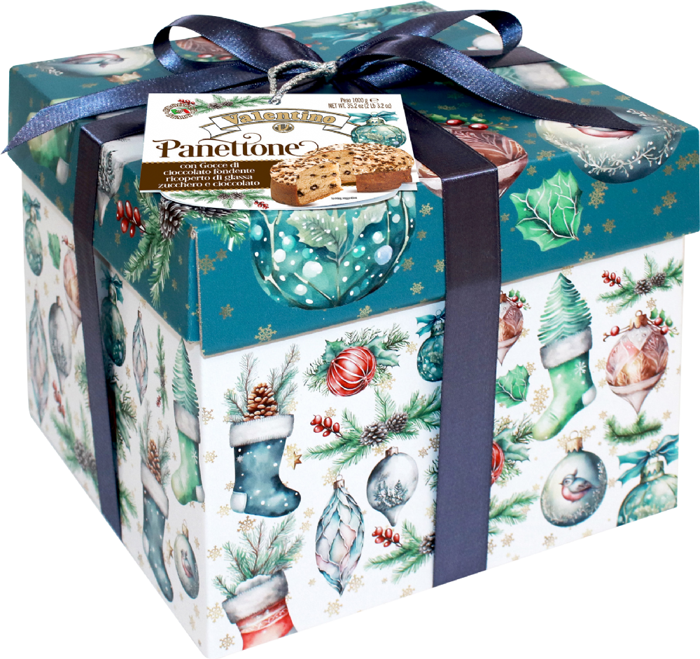 VALENTINO PANETTONE - CHOCOLATE CHIP & ALMOND IN HAT BOX 1KG